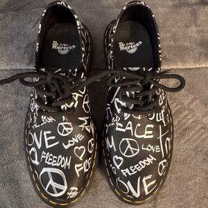 Dr. Martens Black and White Peace Love Shoes
